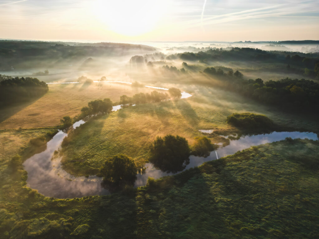 Suså fotograferet med drone